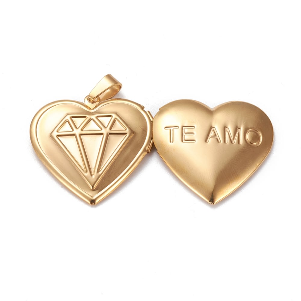 Relicario portafoto locket Corazón Te Amo acero / unidad4