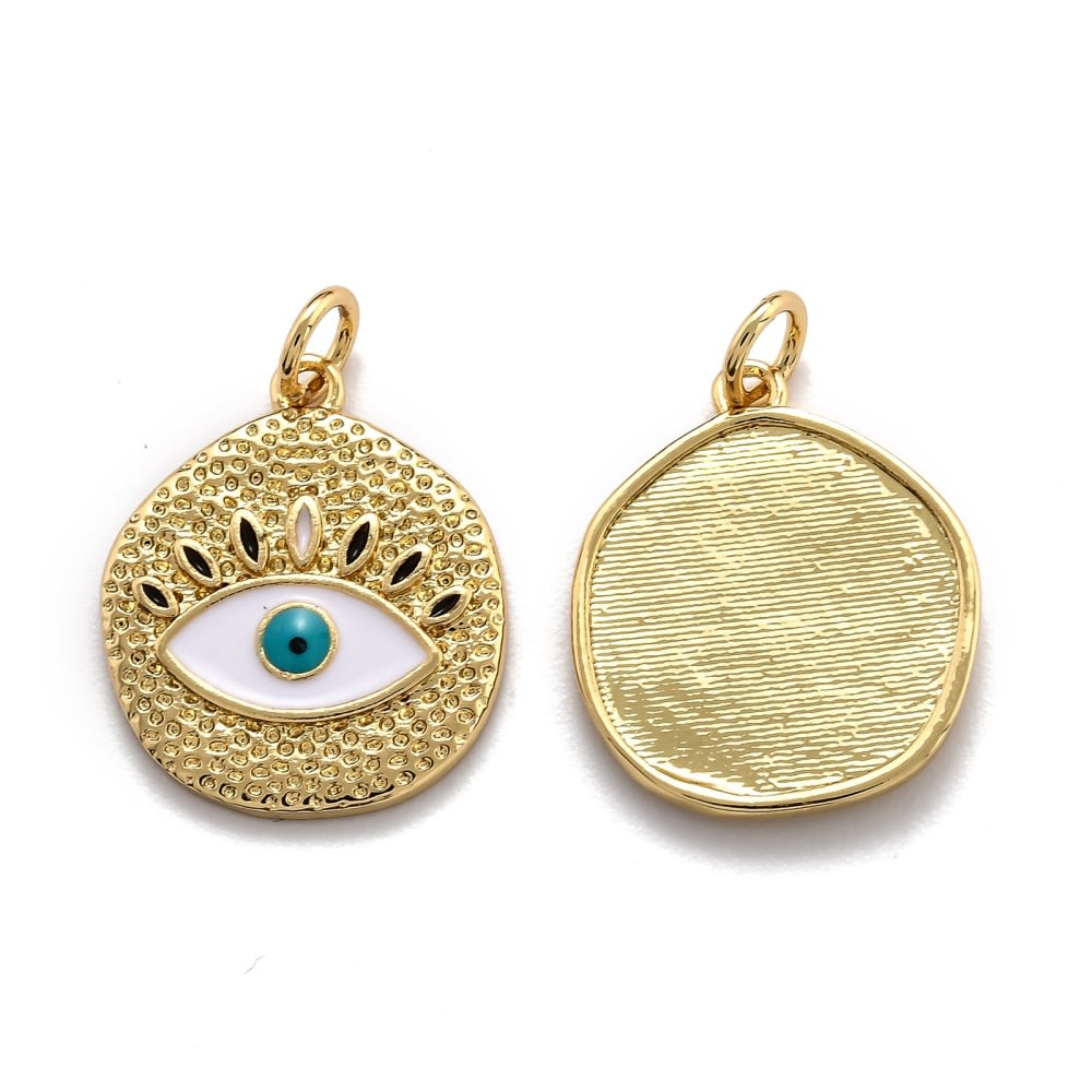 Dije colgante esmaltado ojo turco textura baño oro / unidad3
