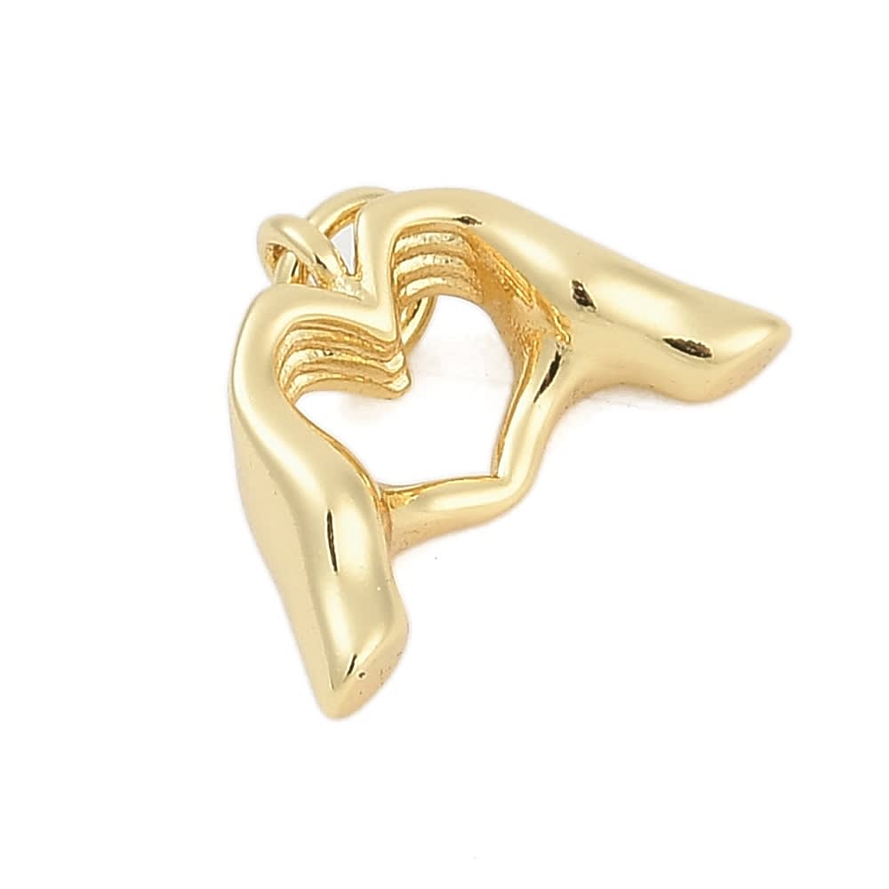 Dije colgante gesto corazón con manos 10.5 mm baño oro  / unidad2