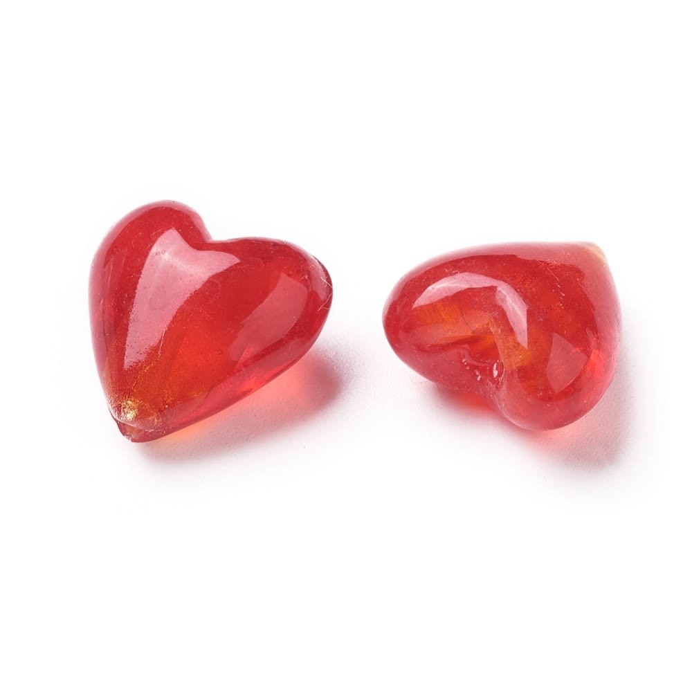 Pasador corazón rojo de vidrio hoja de plata / unidad2