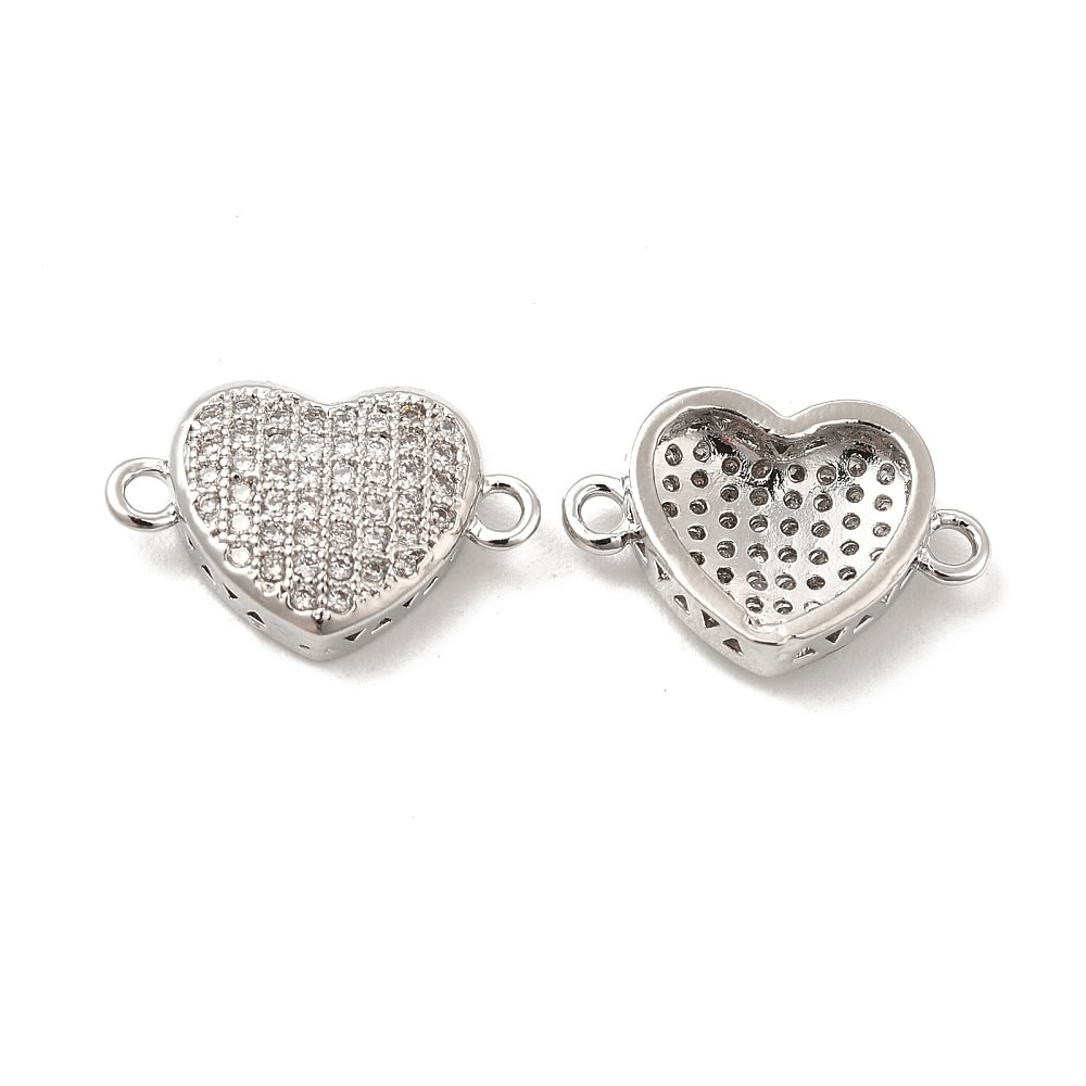 Dije conector zircón corazón dorado plateado / unidad1