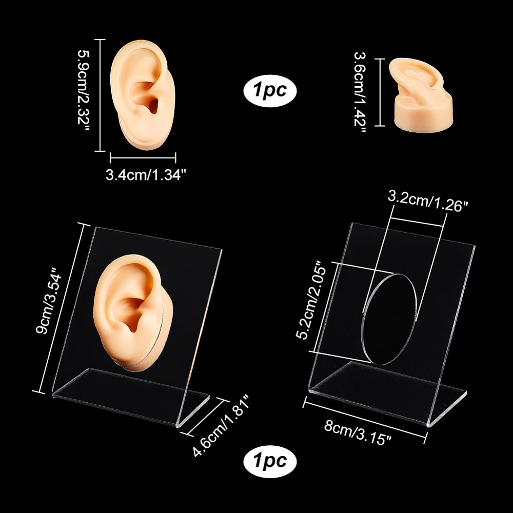 Exhibidor mostrario oreja aros ear cuff de silicona con soporte de acrílico / unidad2