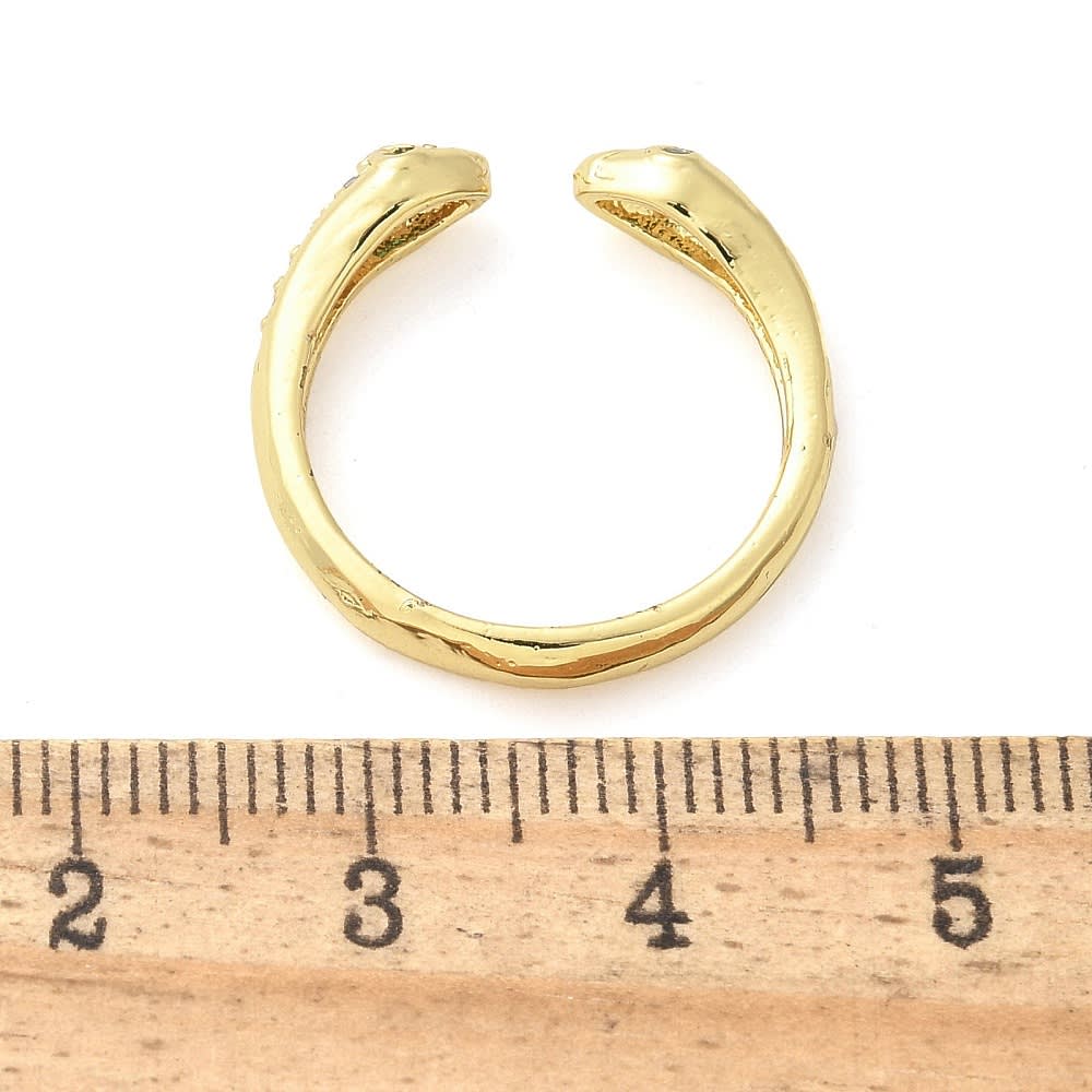 Anillo ajustable doble serpiente zircón baño oro / unidad2