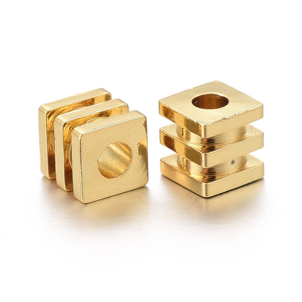 Separador cubo ranura 4 mm baño oro platino / 10 uds4