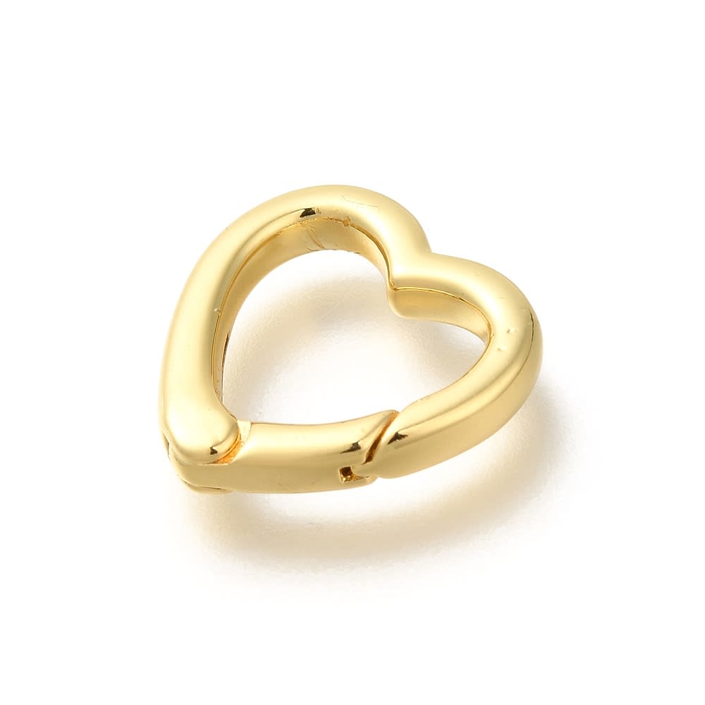 Broche corazón anillo cerrado con cierre resorte 15.5 mm baño oro / unidad1