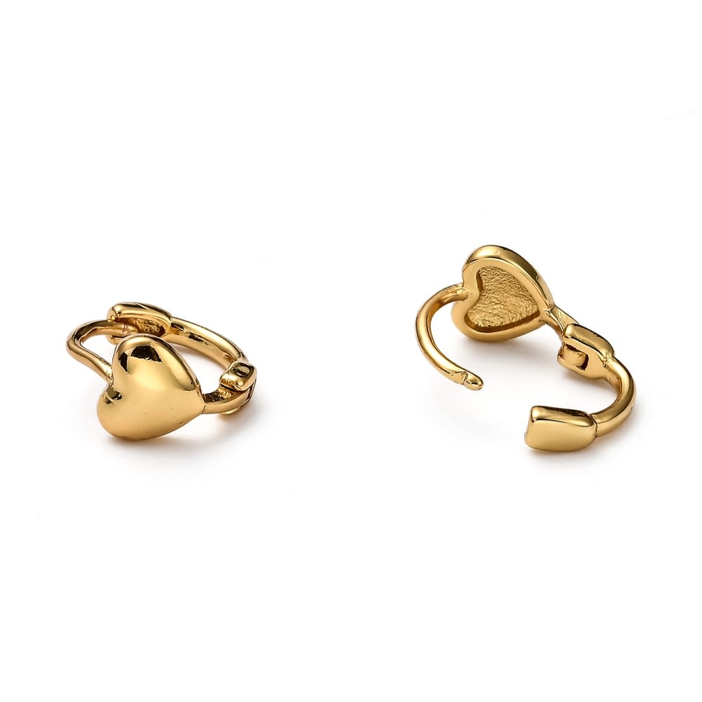 Aros argollas huggie corazón mujer niñas baño de oro / par3