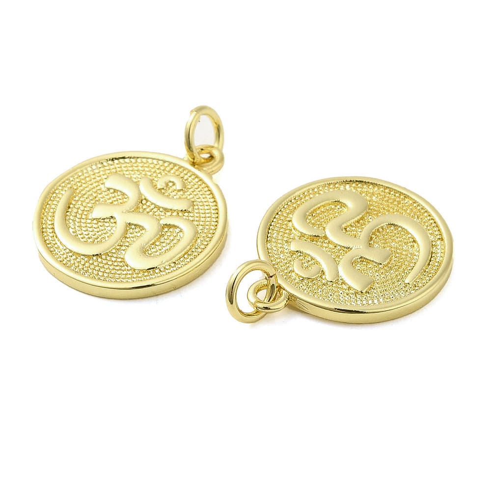 Dije colgante símbolo ohm 15.5 mm baño de oro / unidad2
