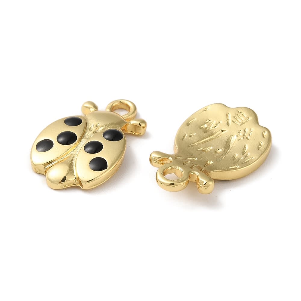 Dije colgante esmaltado mariquita chinita 21 mm baño de oro / unidad2