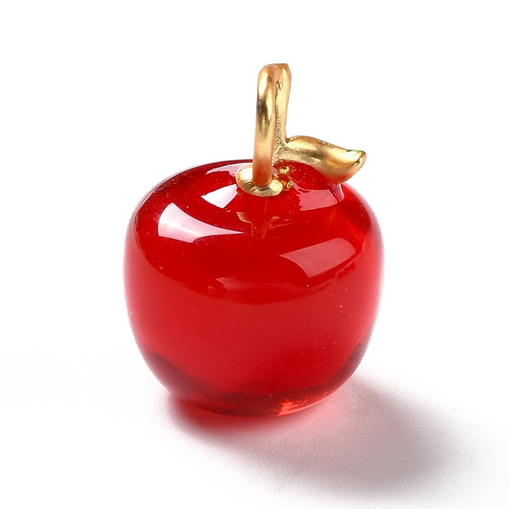 Dije colgante manzana roja 19 mm murano baño oro / unidad2