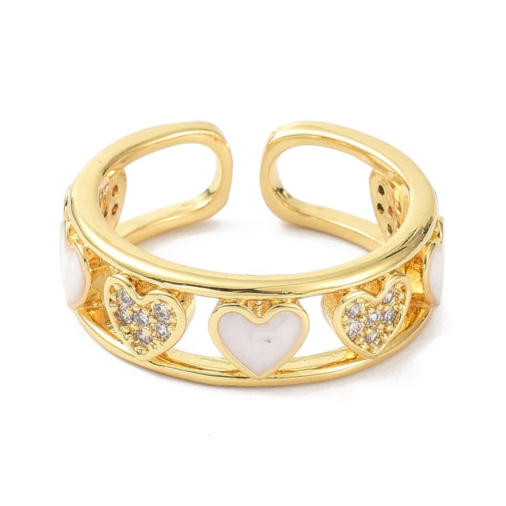 Anillo ajustable corazón nácar baño de oro / unidad2