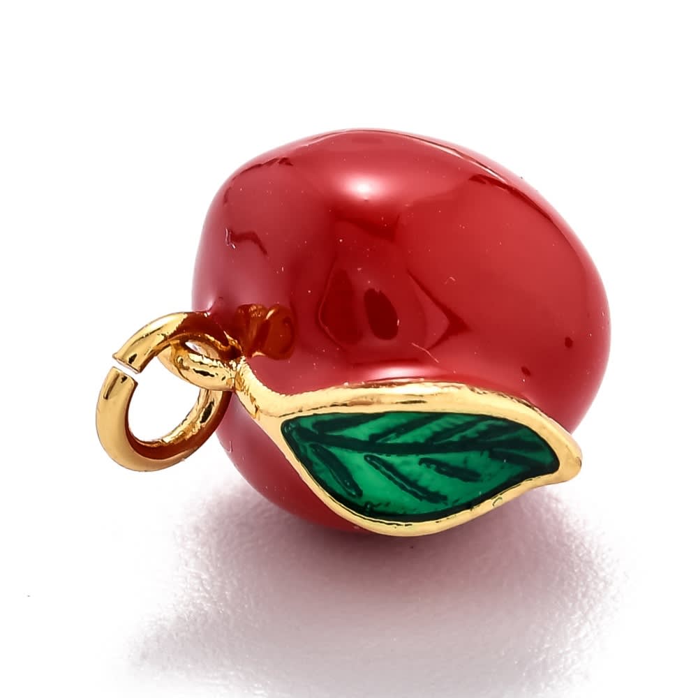 Dije colgante manzana esmaltada baño de oro / unidad2