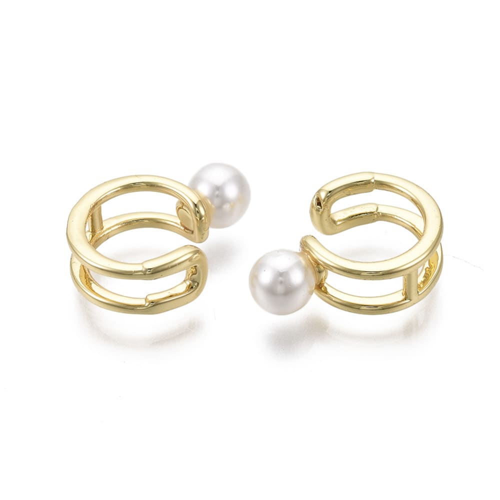 Ear cuff solitarios con perla baño de oro / unidad2