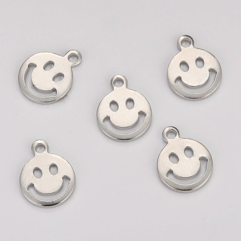 Dije colgante mini smiley carita feliz 10 mm baño de oro / unidad2