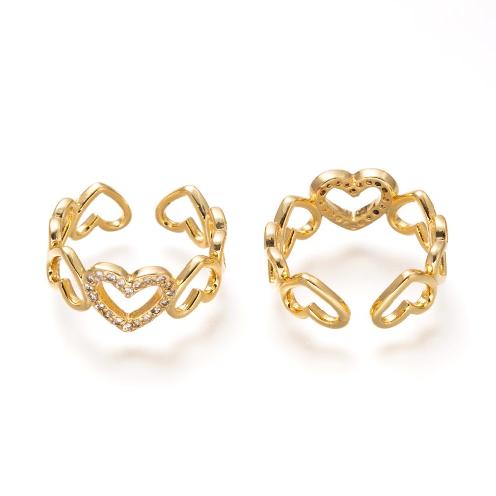 Anillo ajustable corazón brillante baño de oro / unidad2