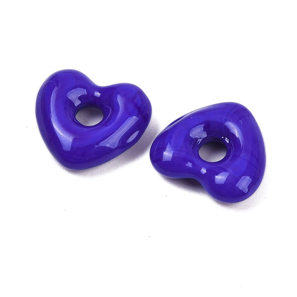 Dije pasador corazón murano con orificio grande de 4 mm / unidad2