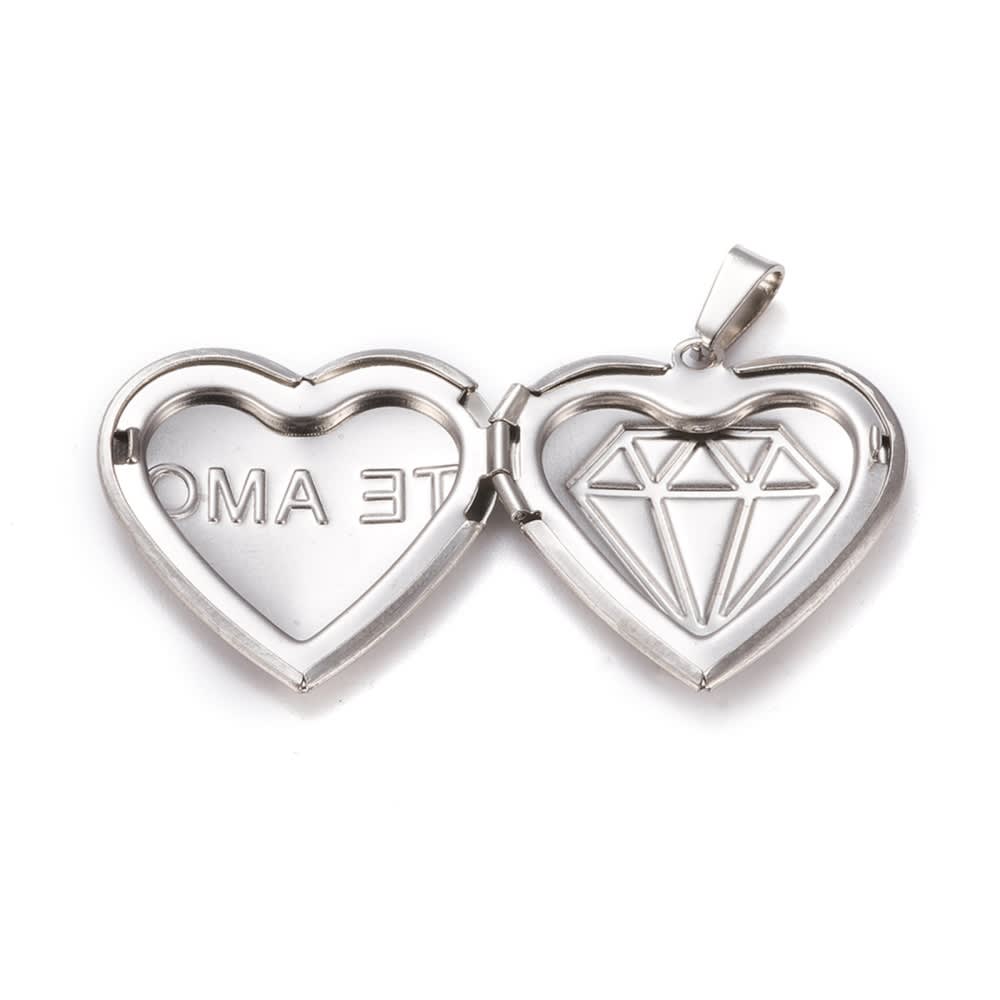 Relicario portafoto locket Corazón Te Amo acero / unidad8