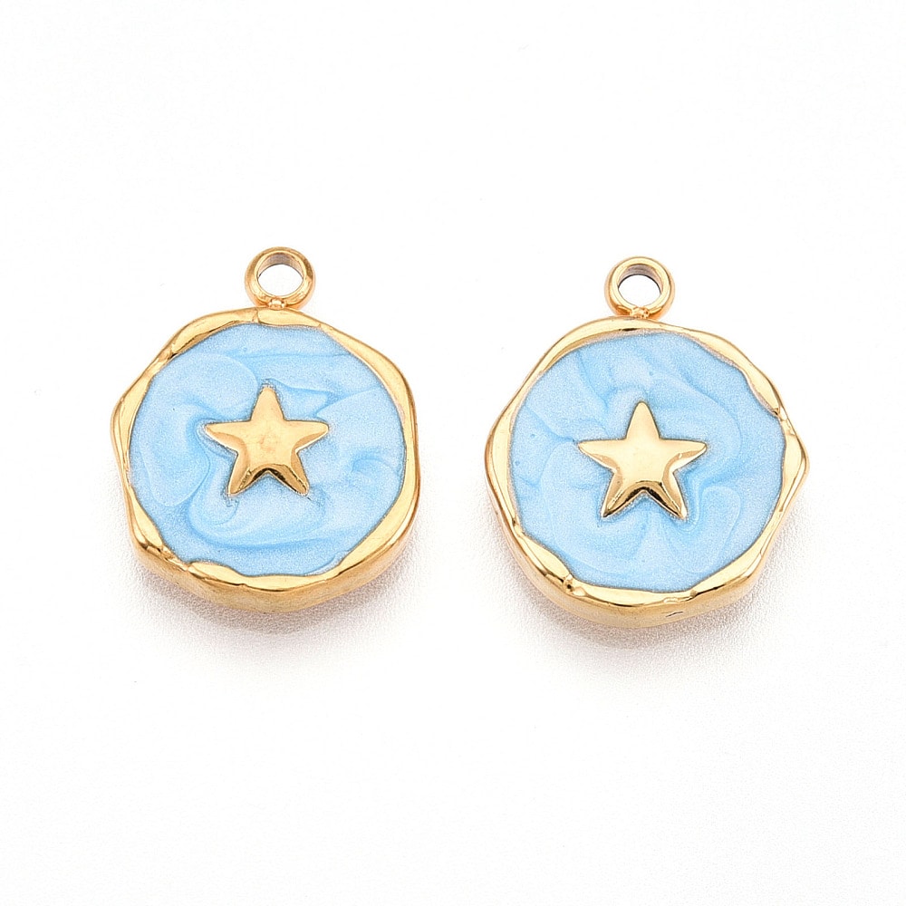 Dije colgante esmaltado estrella acero dorado / unidad1