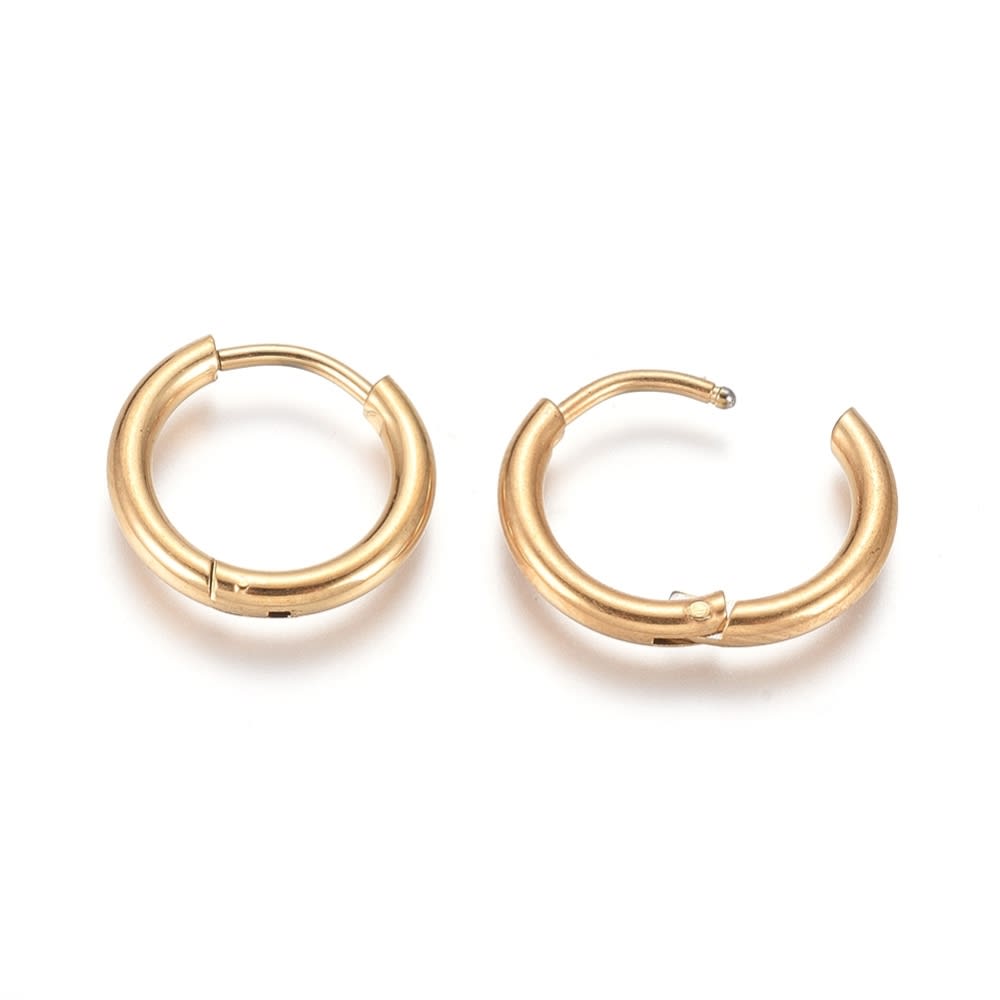 Aros argollas huggie acero quirúrgico aretes hipoalargénicos 14x2 mm / par3
