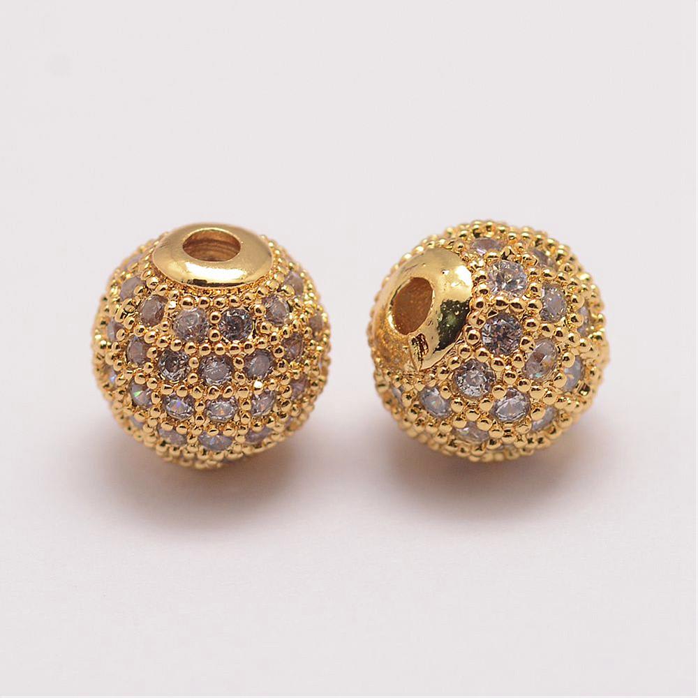 Cuenta esfera pasadora 8.5x8 mm zircón / unidad2