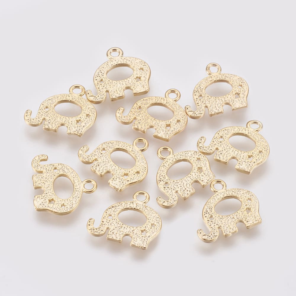 Dije colgante elefante bebé 13 mm baño de oro / unidad1
