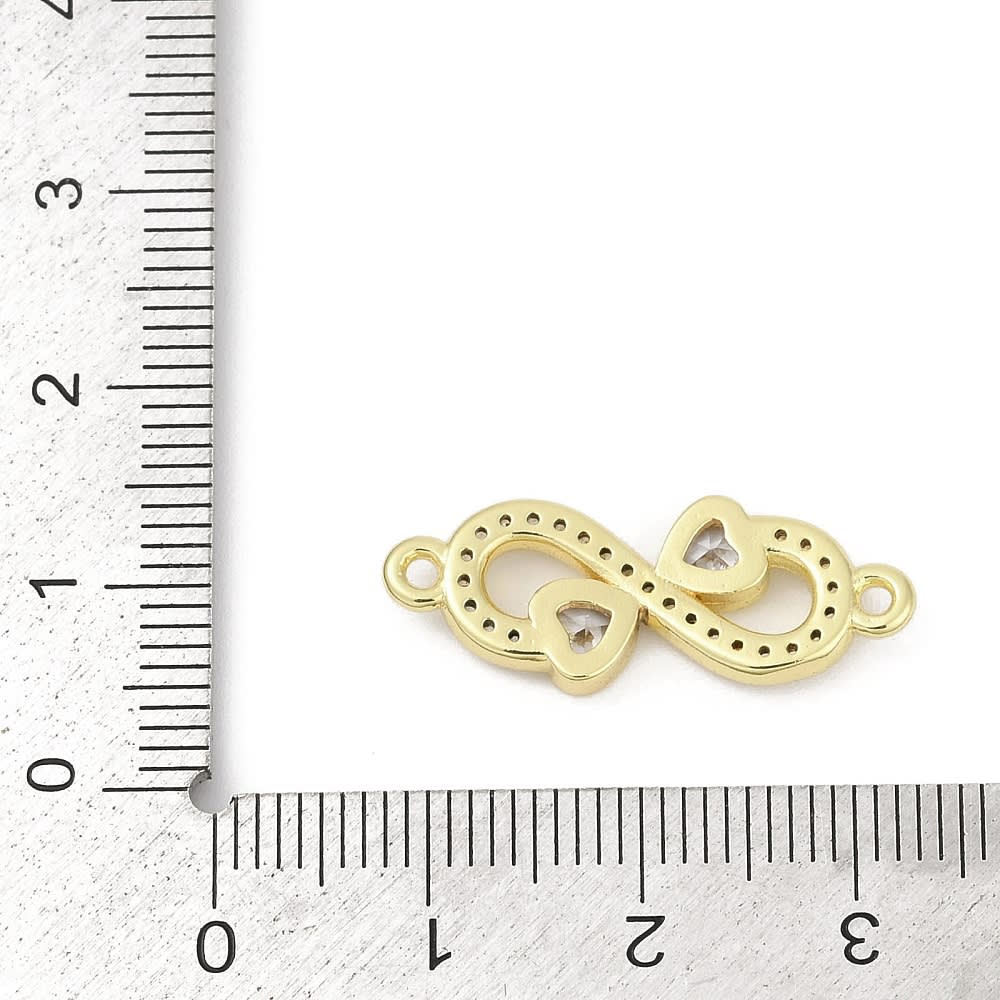 Dije conector infinito corazón 25.5 mm zircón baño oro / unidad3