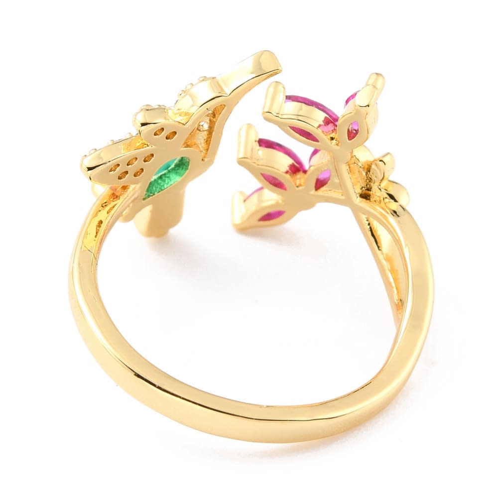 Anillo ajustable colibrí pica flor baño oro zircón / unidad2
