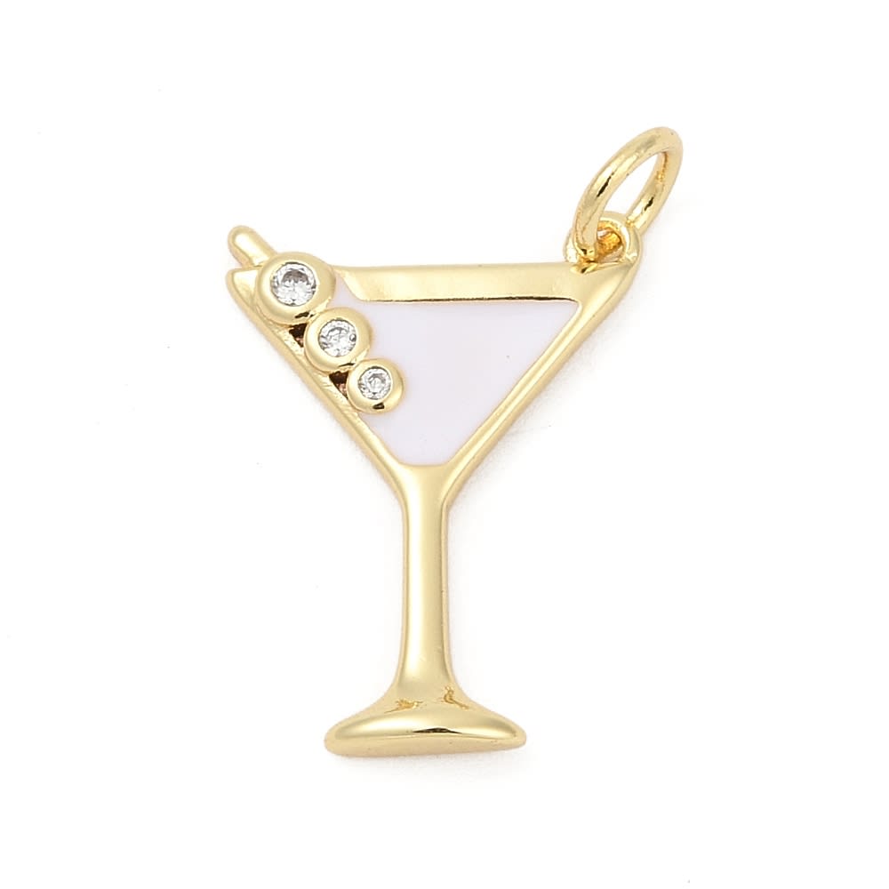 Dije colgante copa de martini baño oro zircón / unidad2