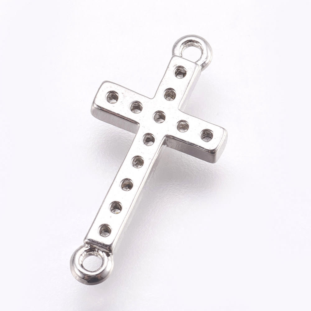 Dije conector cruz dorada plateada zircón / unidad4