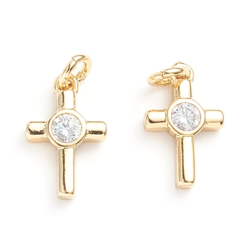 Dije colgante cruz punto de luz zircón baño de oro / unidad2