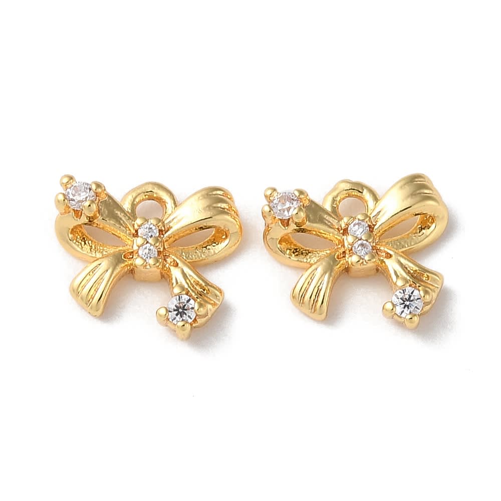 Dije colgante lazo coquette zircones 9 mm baño oro / unidad1