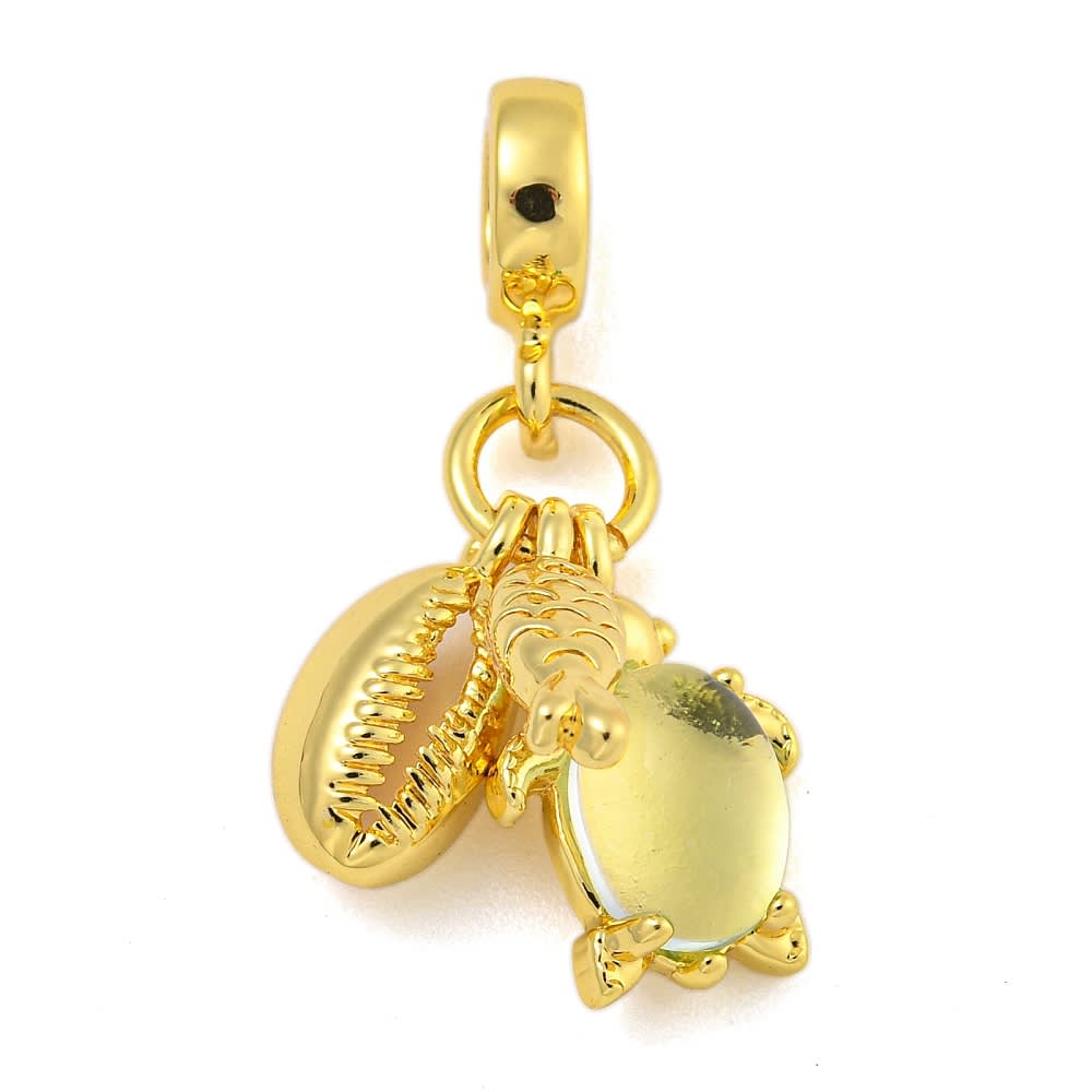 Colgante europeo charm concha cauri tortuga pez baño oro / unidad1