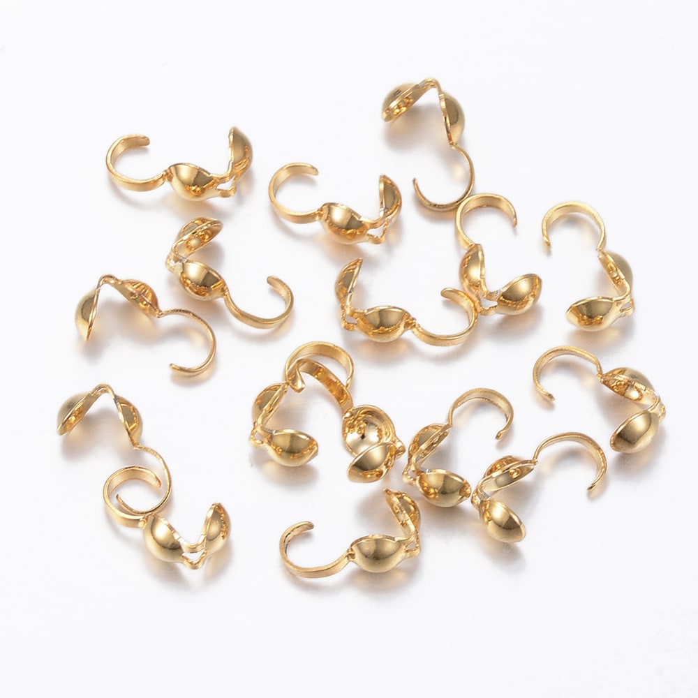 Tapa nudos Calotte acero dorado argolla abierta / 6 uds2