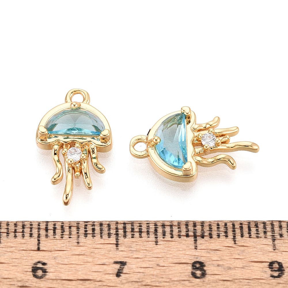 Dije colgante medusa zircón verano baño de oro / unidad3