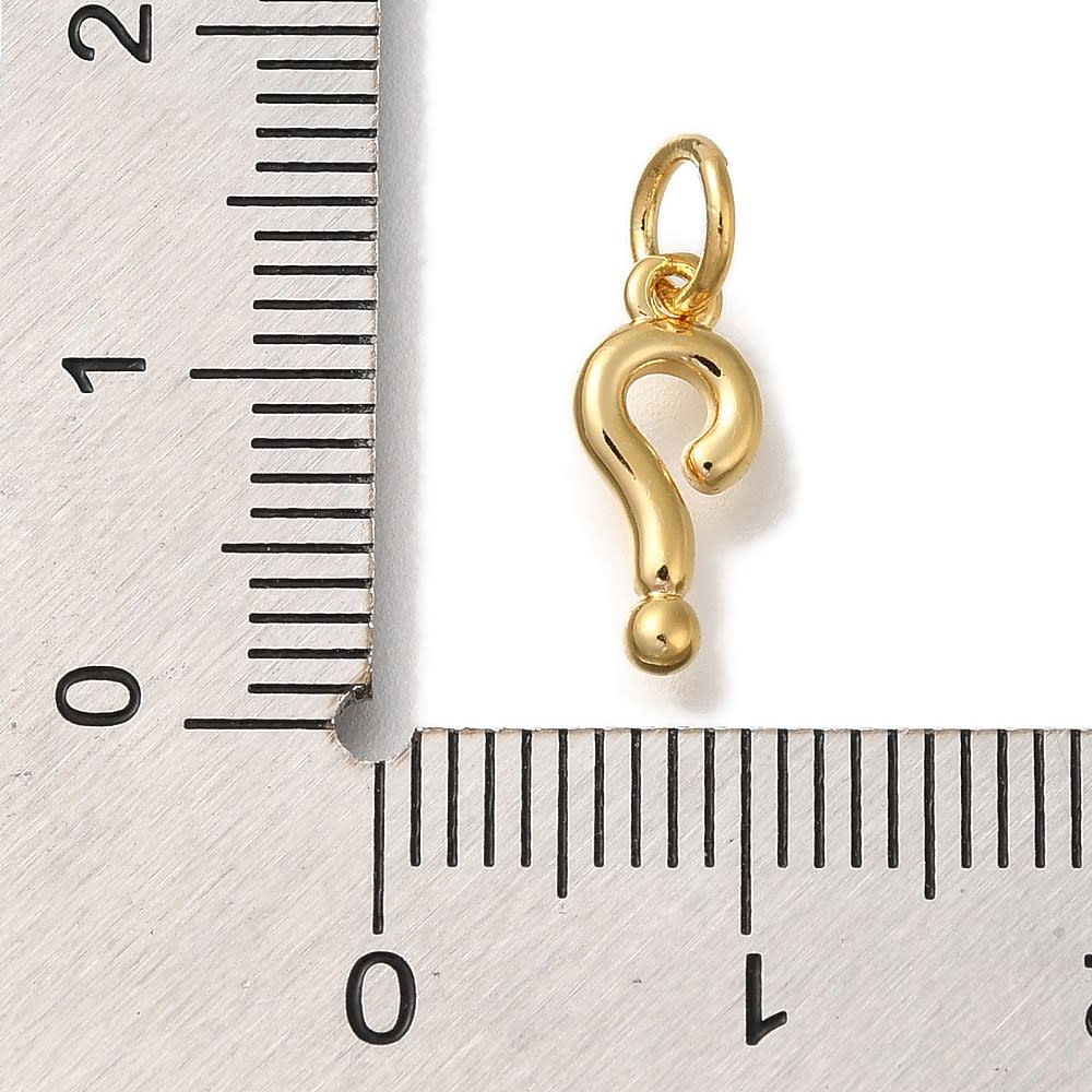 Dije colgante signo de interrogación 12 mm  baño de oro / unidad3