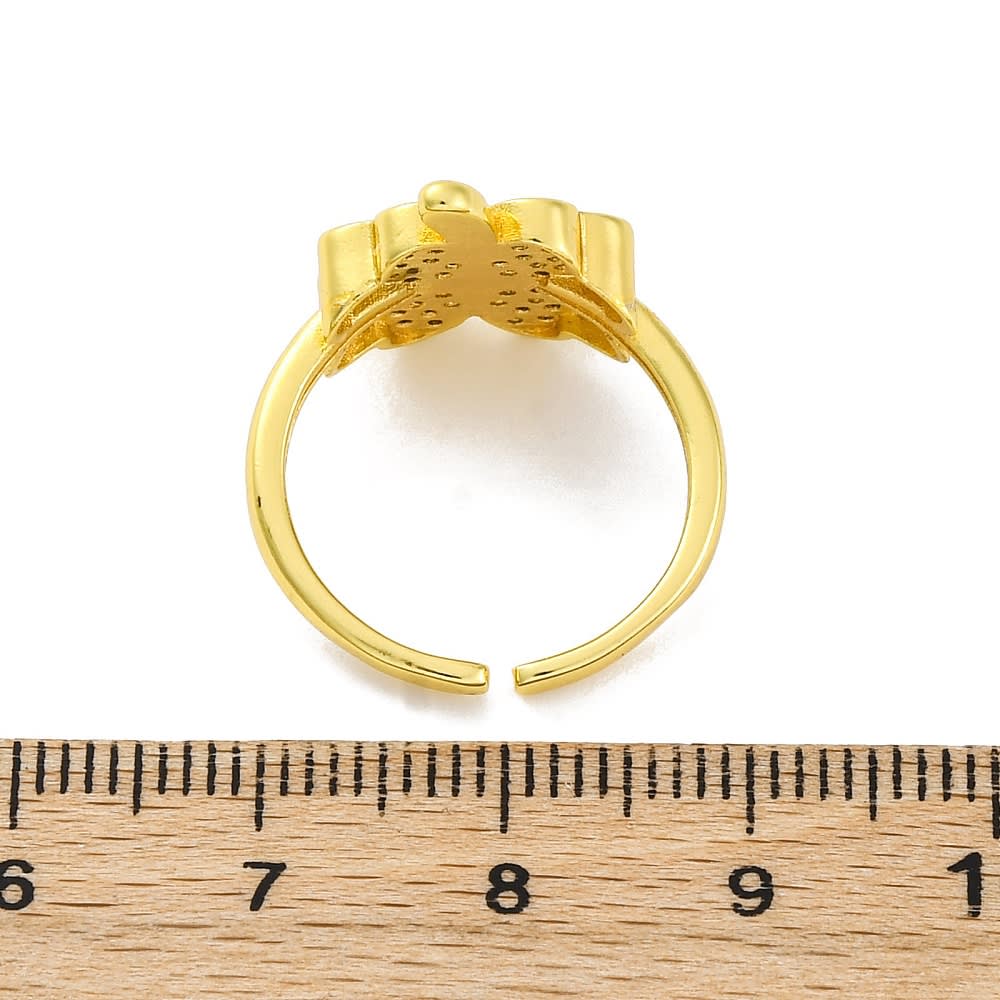 Anillo ajustable trébol zircón baño de oro / unidad2