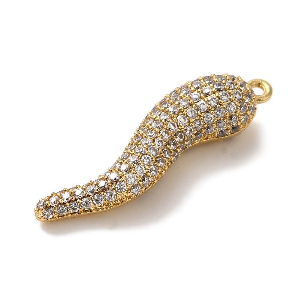 Maxi Dije colgante cuerno suerte italiano 30.5 mm zircón baño oro / unidad2