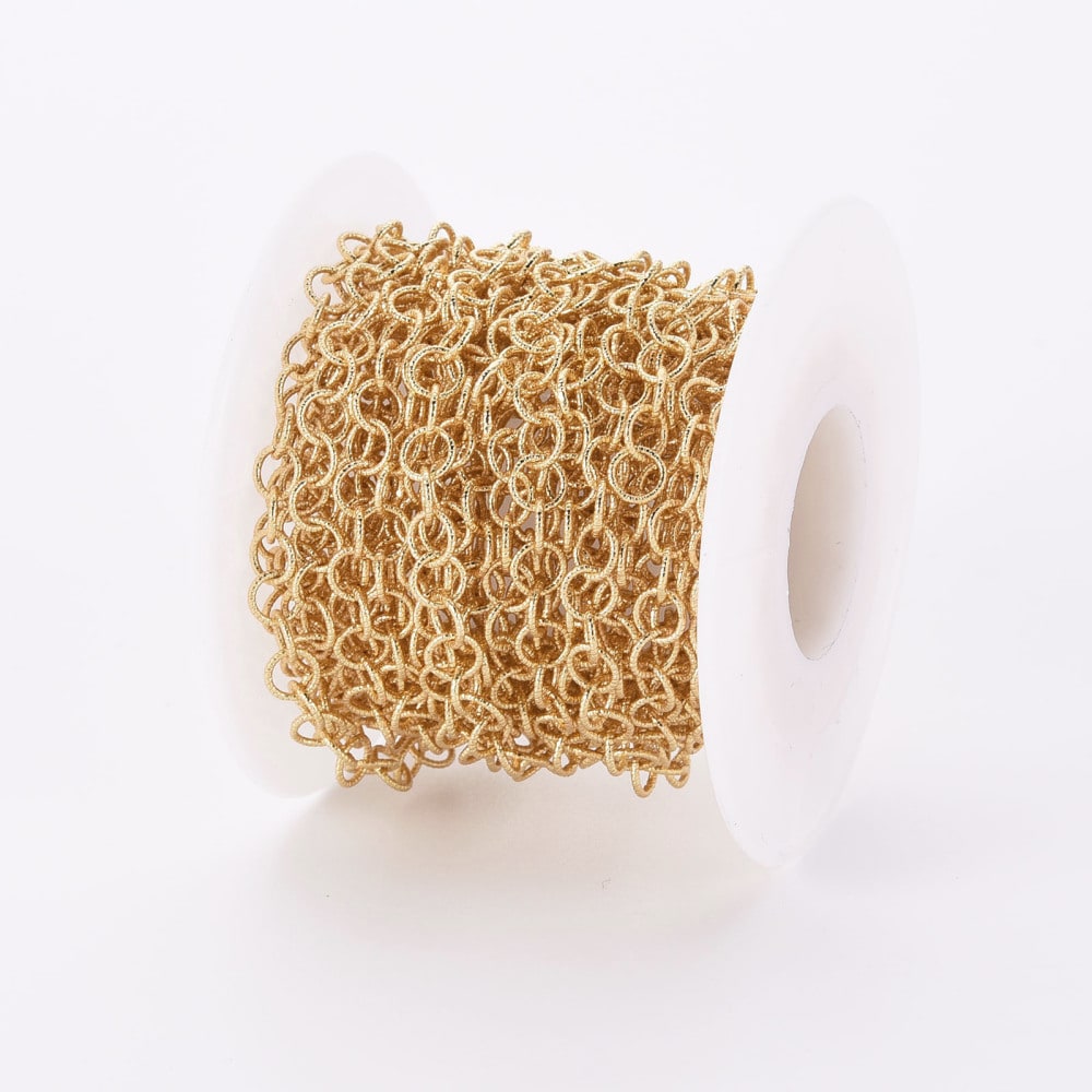 Cadena con eslabón textura rolo baño de oro / metro2