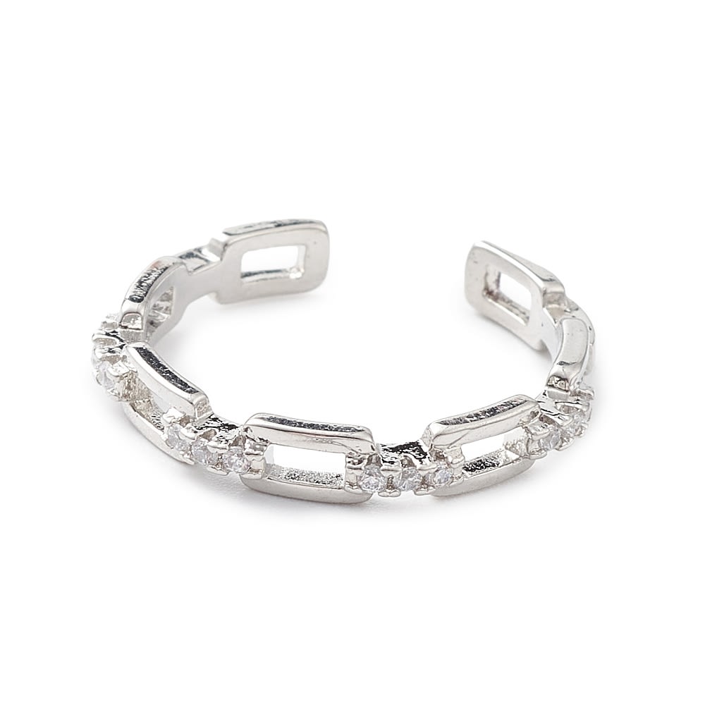 Anillo ajustable eslabón rectangular baño de oro y zircón / unidad1