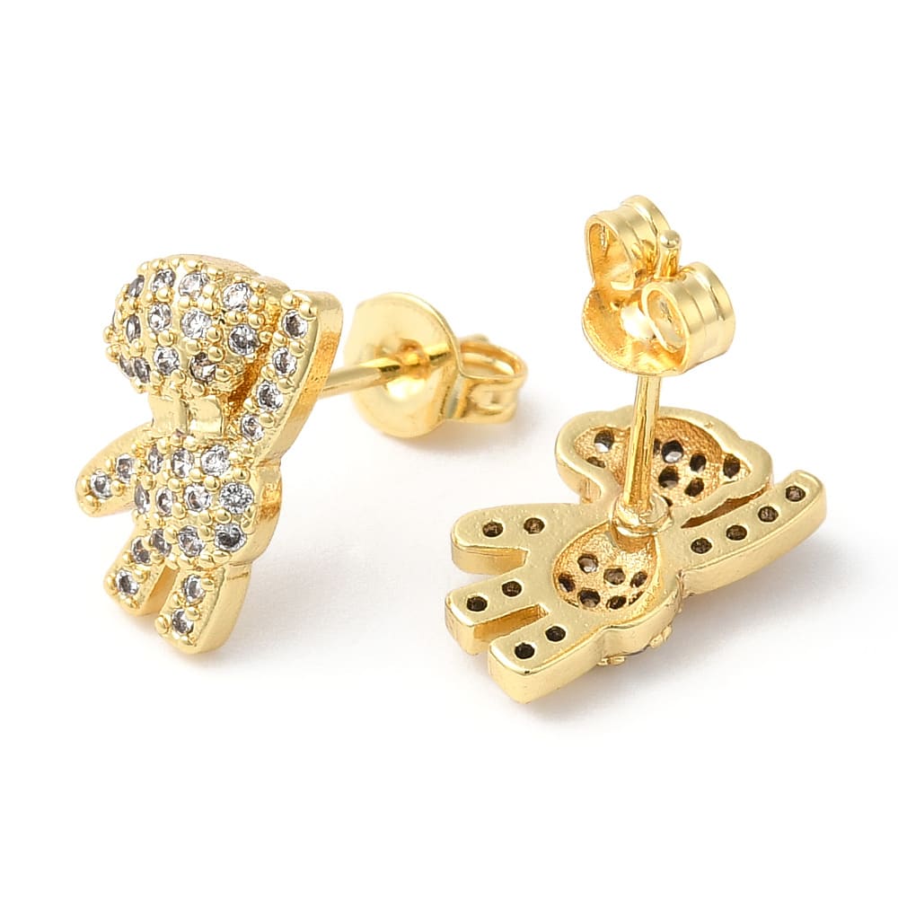 Aros topo topito osito zircones 12 mm dorado plateado / par3