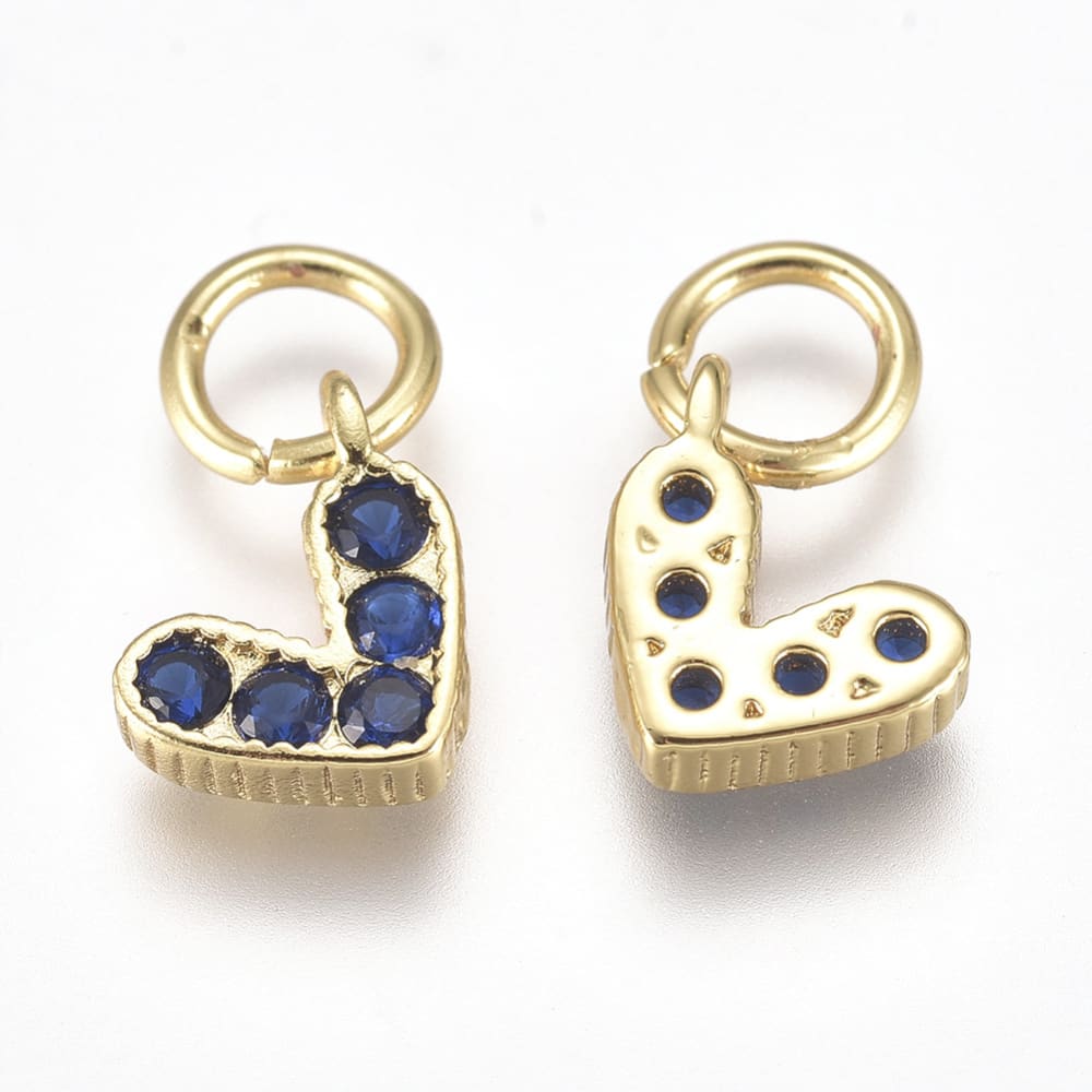 Dije colgante corazón zircón color baño de oro / unidad1