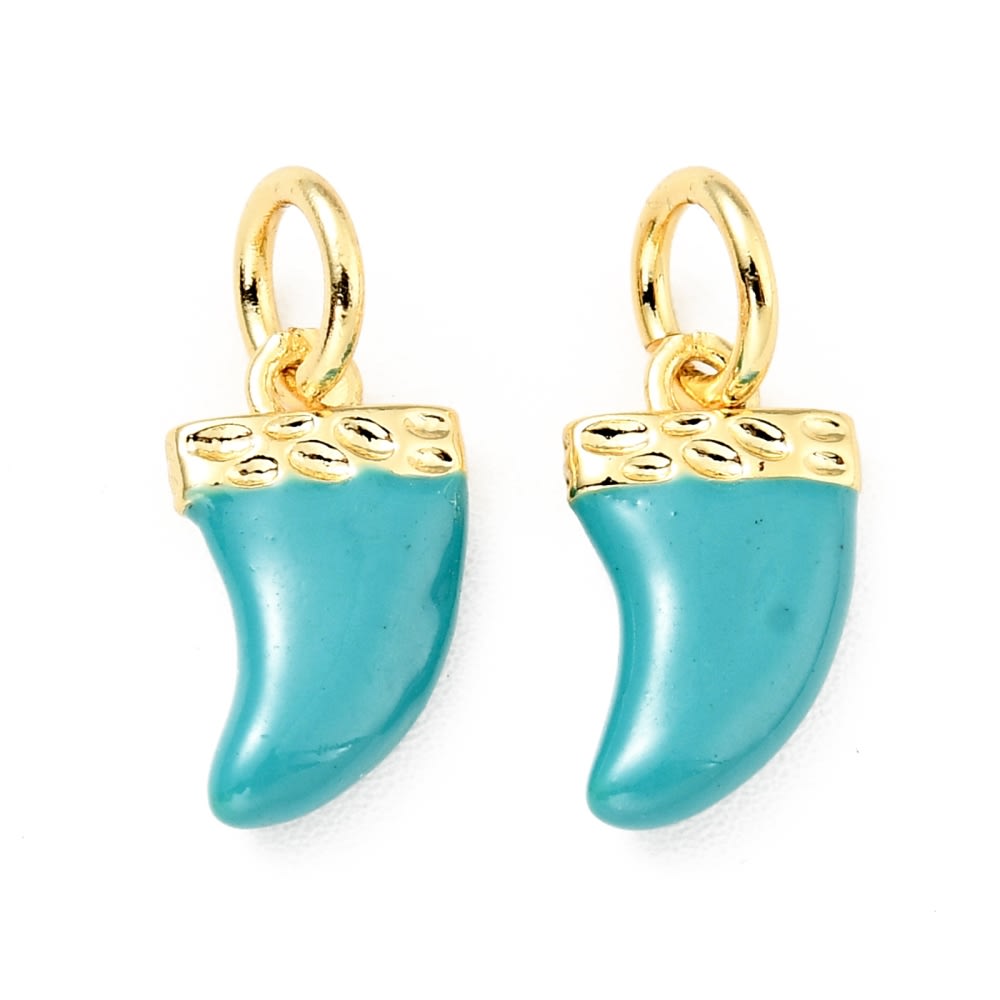Dije colgante esmaltado colmillo 14.5 mm baño de oro / unidad3