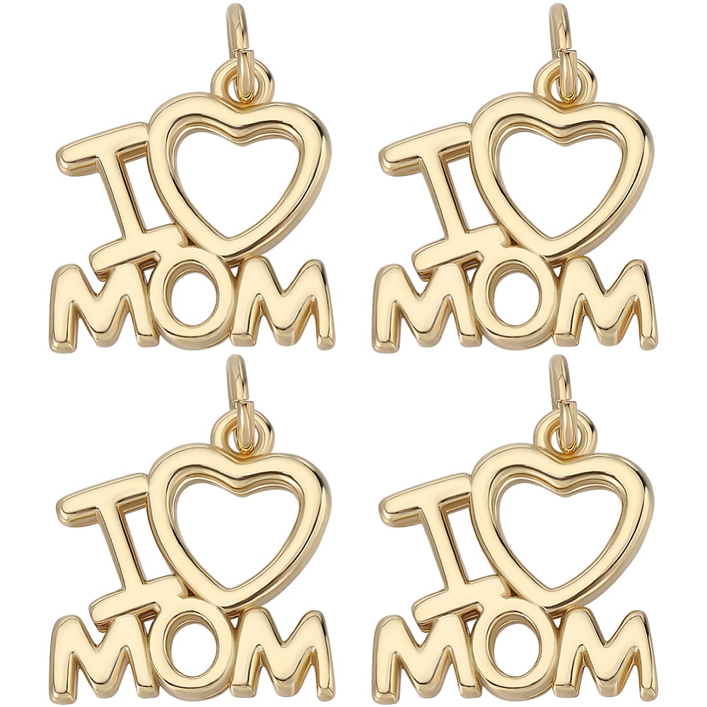 Dije colgante i love mom mamá madre 14.5 mm baño oro / unidad1