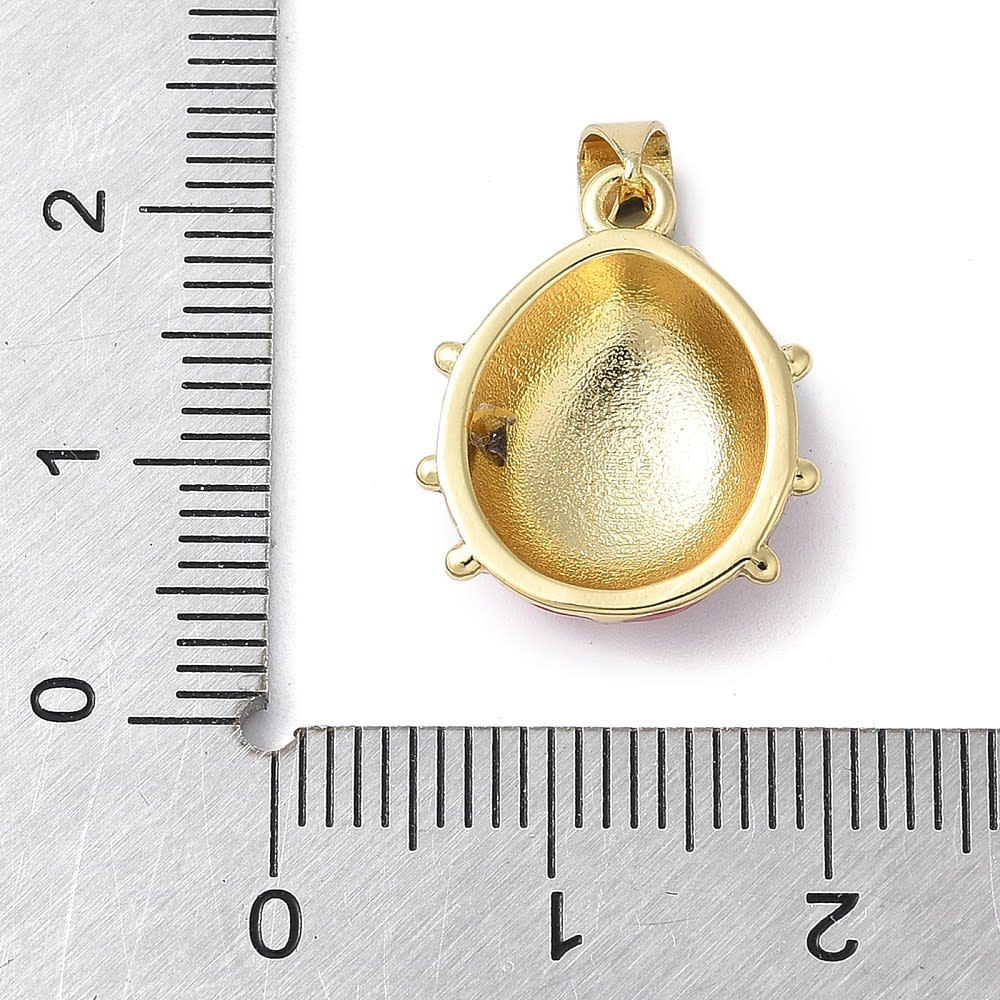 Dije colgante chinita mariquita esmaltada 17.5 mm baño oro / unidad3
