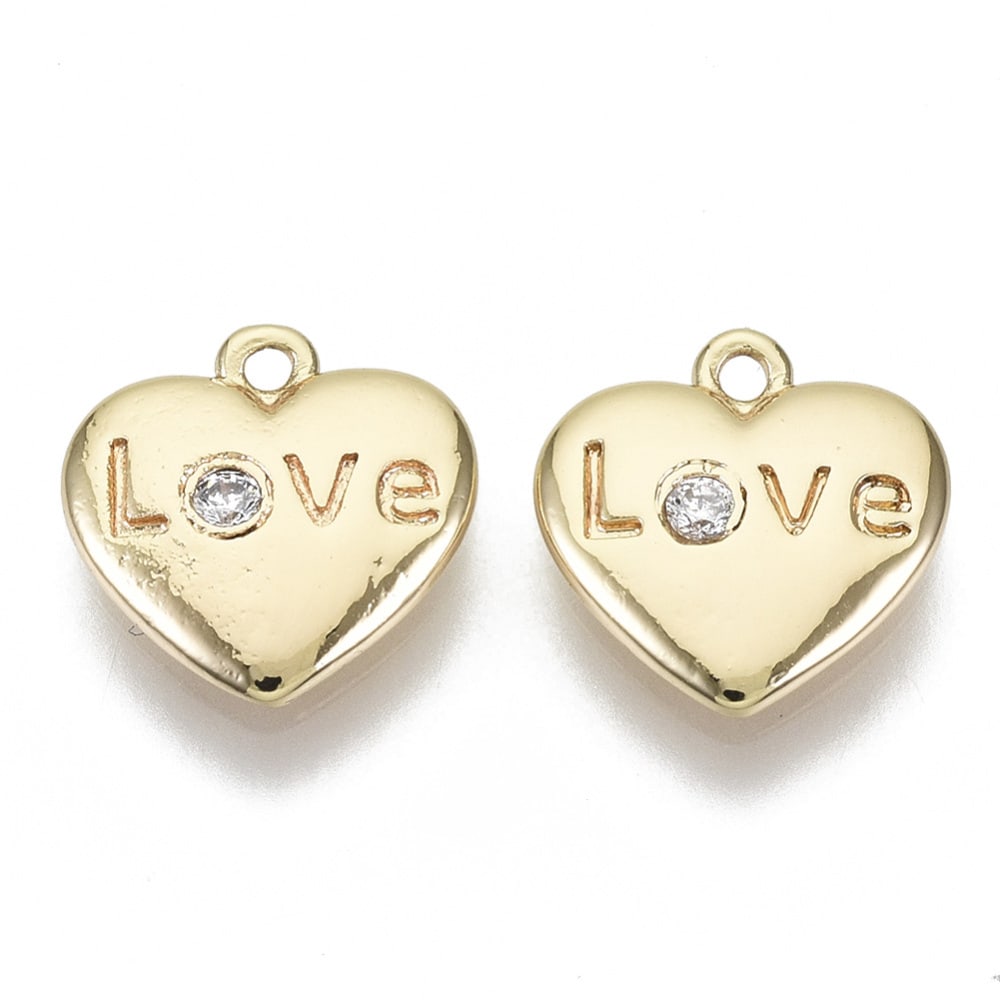 Dije colgante corazón love zircón baño de oro / unidad2