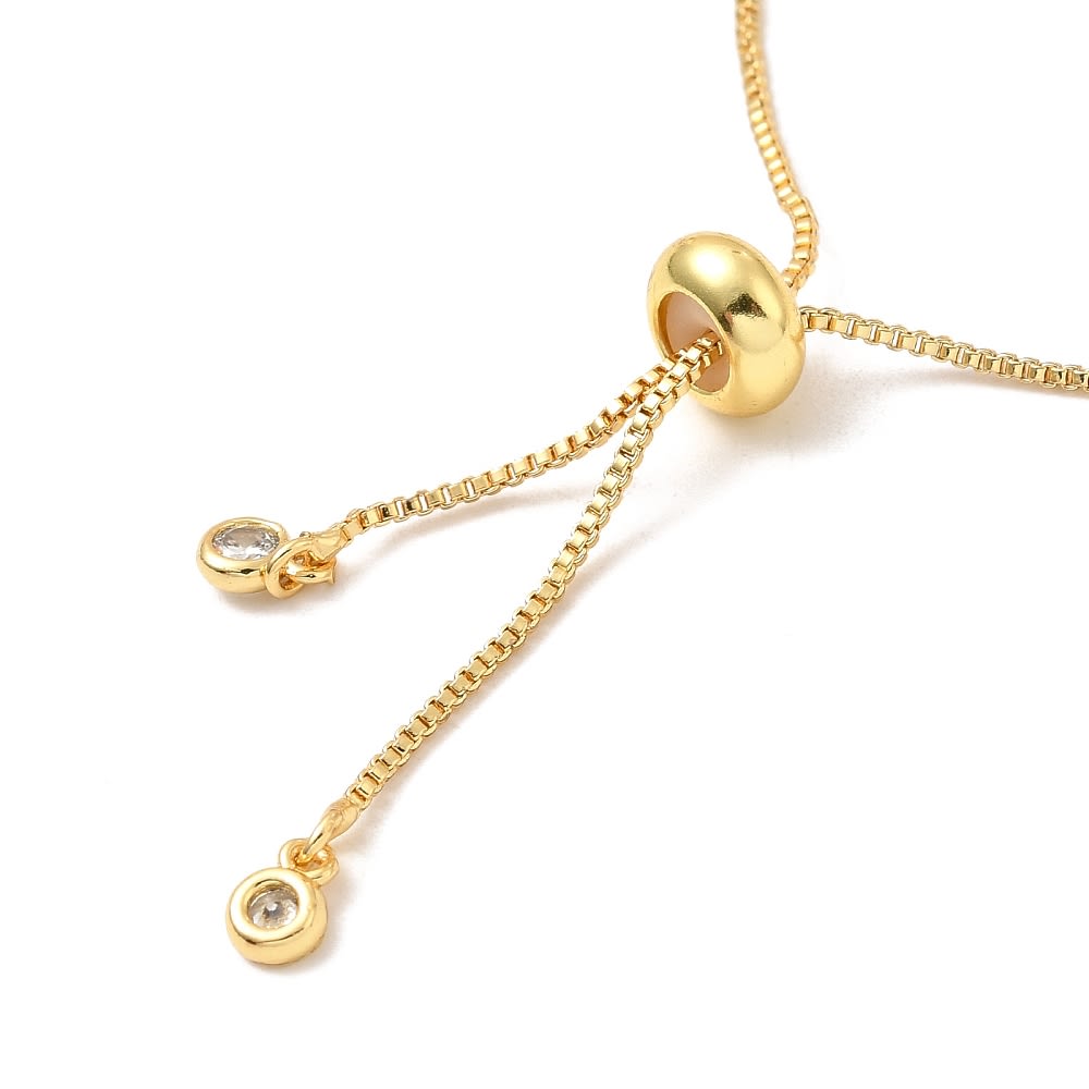 Pulsera ajustable de zircón rectangular baño de oro / unidad4