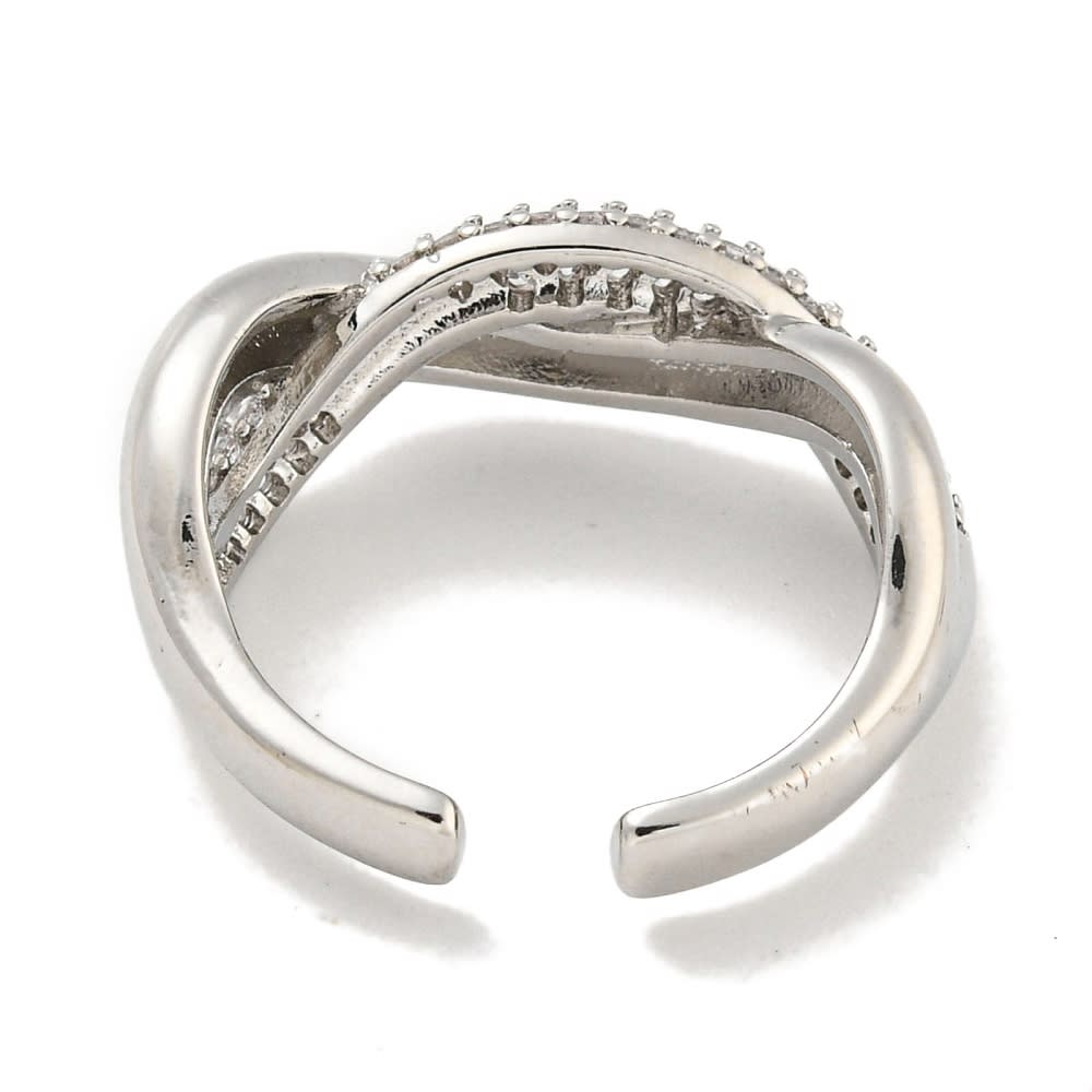 Anillo ajustable líneas cruzadas zircón dorado plateado / unidad3