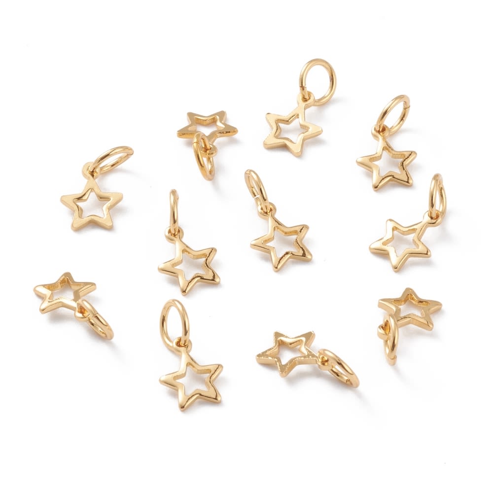 Dije colgante mini estrella star 8 mm baño de oro / unidad2