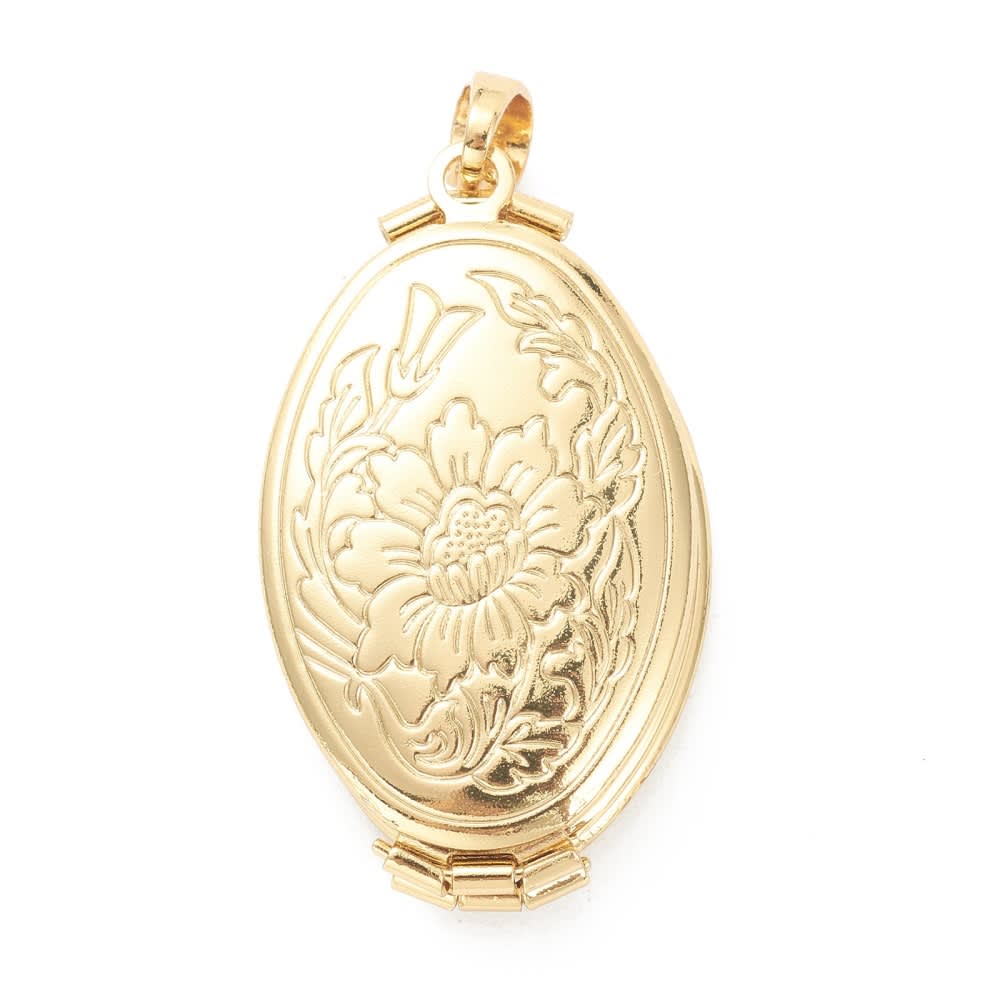 Relicario portafoto locket Triple Flor Baño de Oro cuatro foto / unidad1