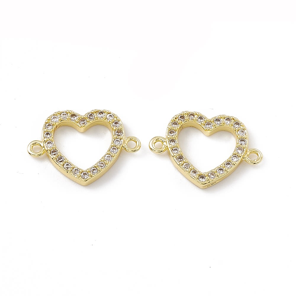 Dije conector zircón corazón silueta baño de oro / unidad2