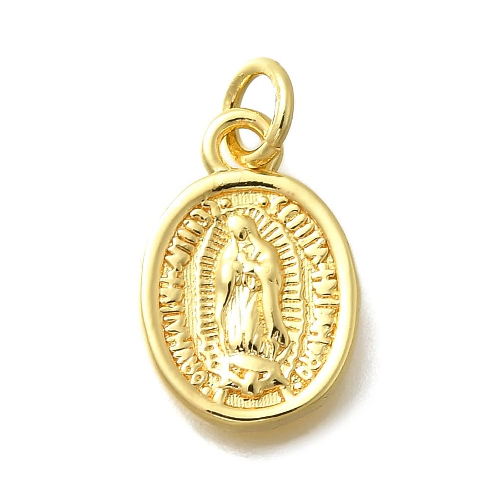 Dije colgante virgen Guadalupe 14.5 mm baño de oro / unidad1